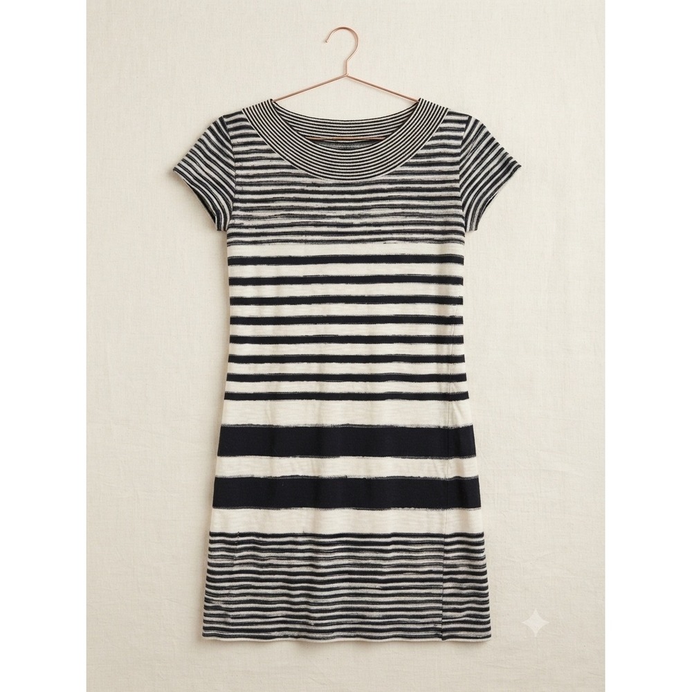 Maeve T-Shirt Dress Women XS Black White Striped Nautical‎ Casual Mini Dress